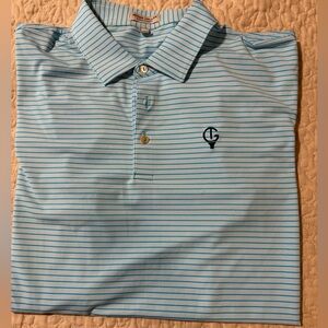 Peter Millar Summer Comfort blue white stripe short sleeve shirt size XL